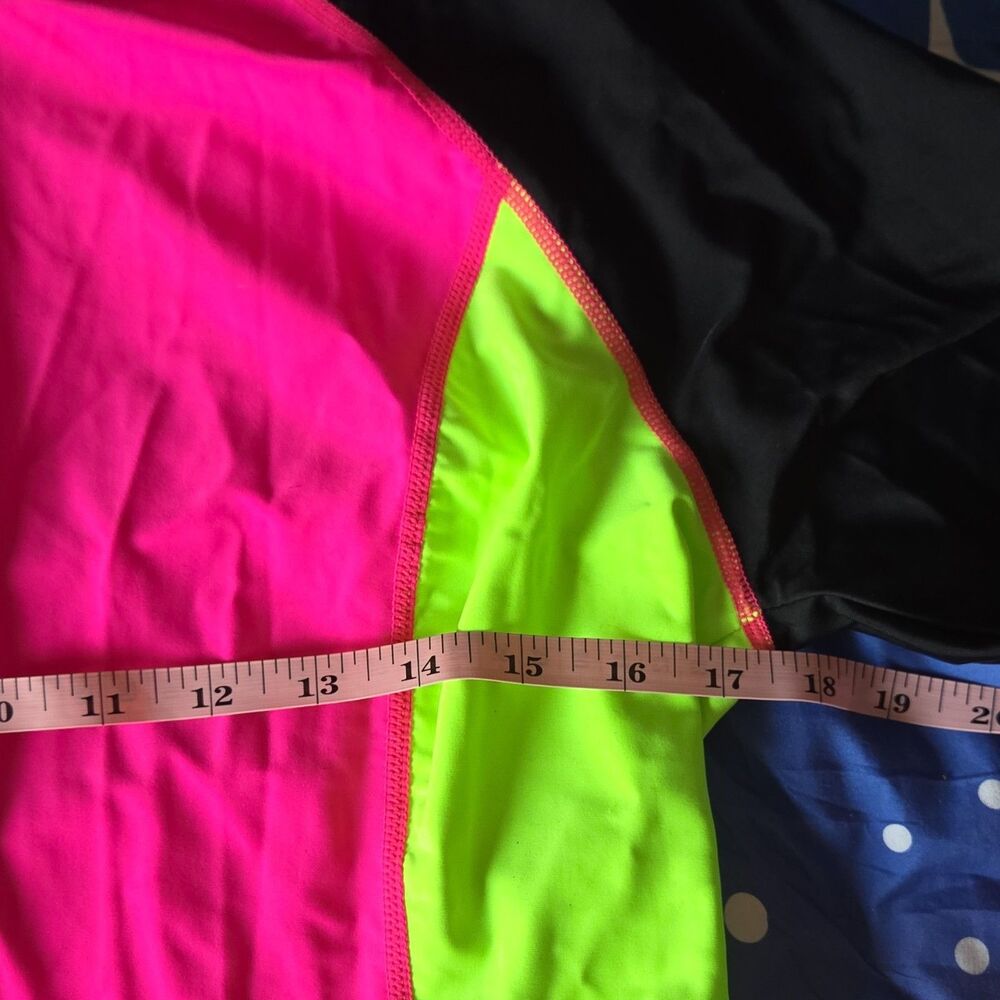 Grace Karin Neon Pink Lime Rash Guard Zip Swim Top Surfcore XL - Picture 7 of 7
